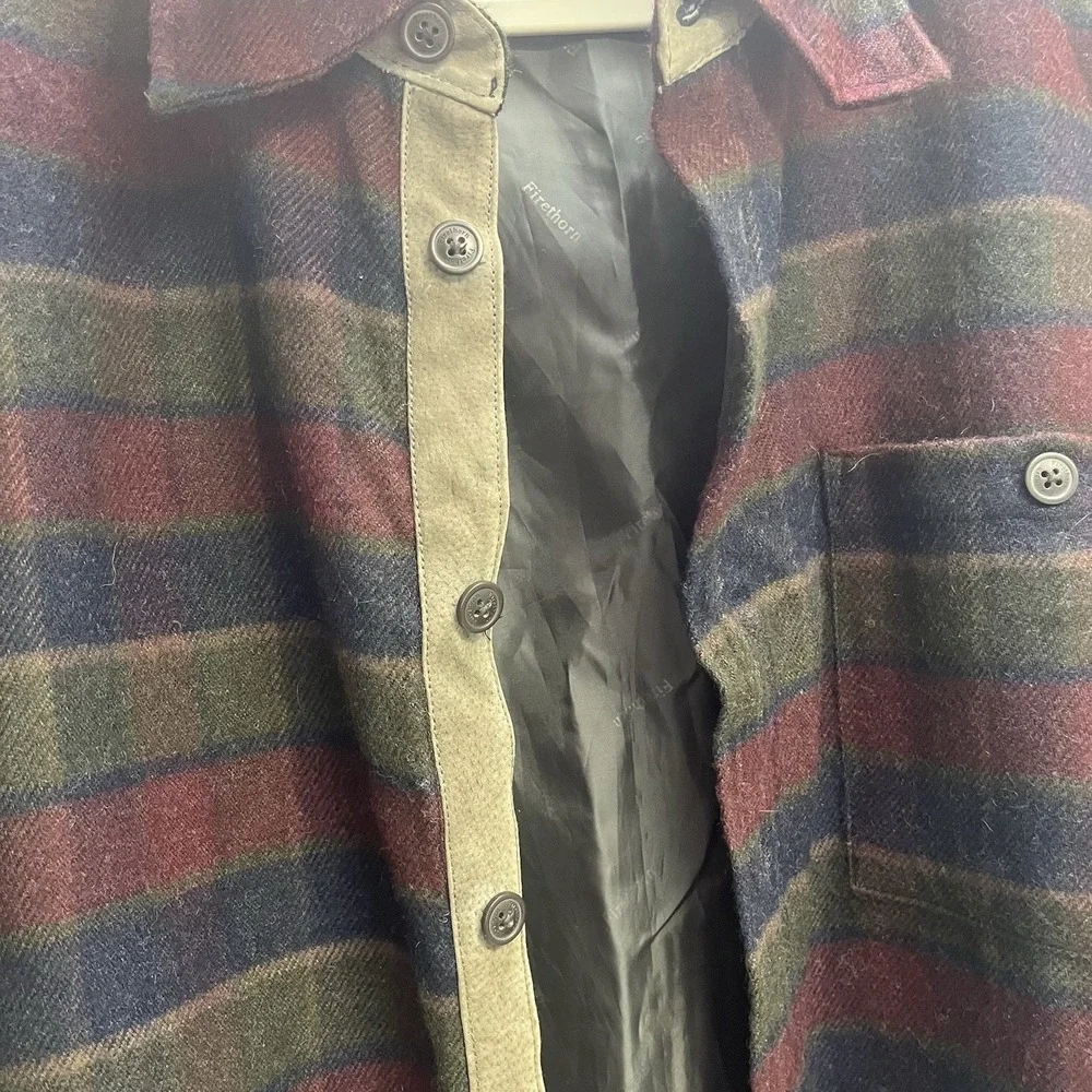 Firethorn Silver Wool Blend Plaid Suede Trim Lined Shacket XL Mens Lumber Jack